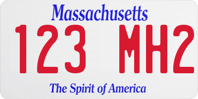 MA license plate 123MH2