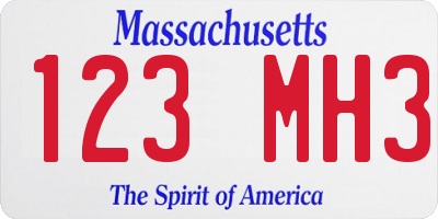 MA license plate 123MH3