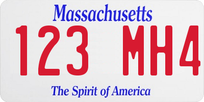 MA license plate 123MH4