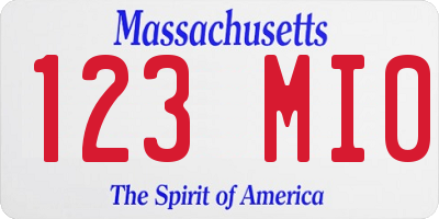 MA license plate 123MI0