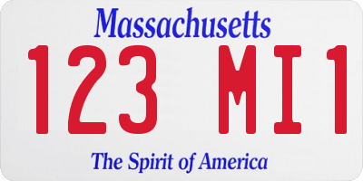 MA license plate 123MI1