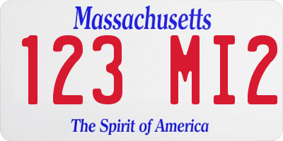 MA license plate 123MI2