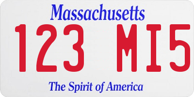 MA license plate 123MI5