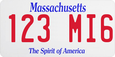 MA license plate 123MI6