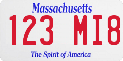 MA license plate 123MI8