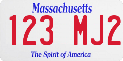 MA license plate 123MJ2
