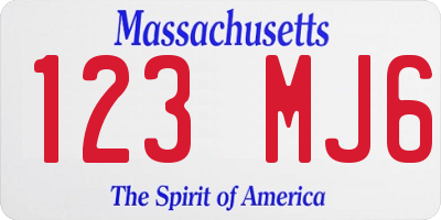 MA license plate 123MJ6