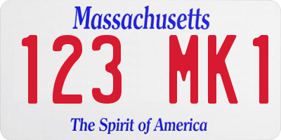 MA license plate 123MK1