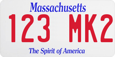 MA license plate 123MK2