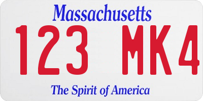 MA license plate 123MK4