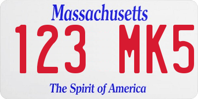 MA license plate 123MK5