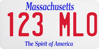 MA license plate 123ML0