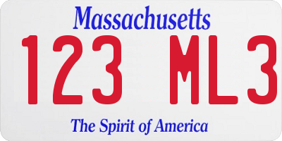 MA license plate 123ML3