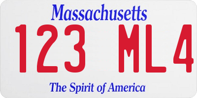 MA license plate 123ML4