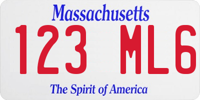 MA license plate 123ML6