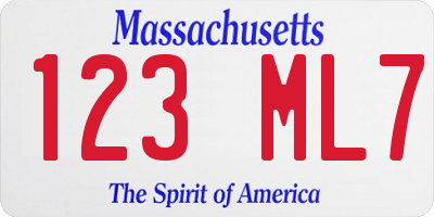 MA license plate 123ML7