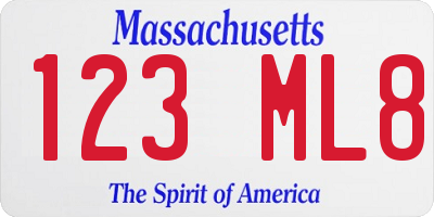 MA license plate 123ML8