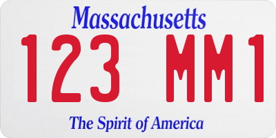 MA license plate 123MM1