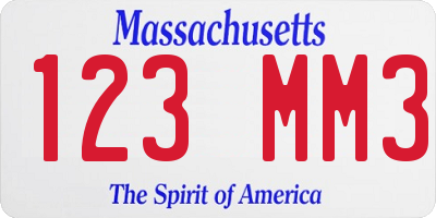 MA license plate 123MM3