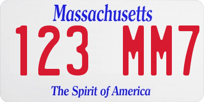 MA license plate 123MM7