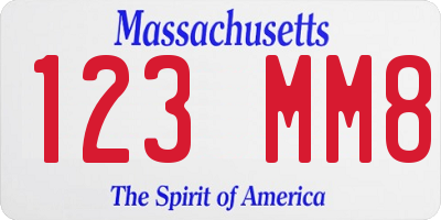 MA license plate 123MM8