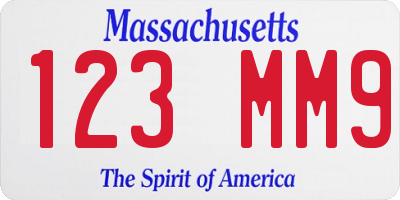 MA license plate 123MM9
