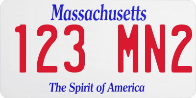 MA license plate 123MN2