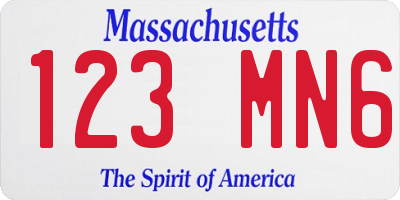 MA license plate 123MN6