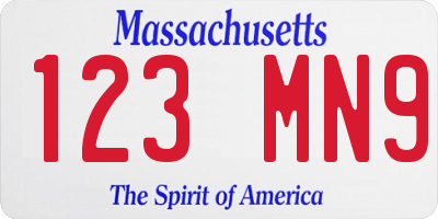 MA license plate 123MN9