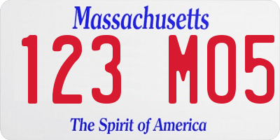 MA license plate 123MO5