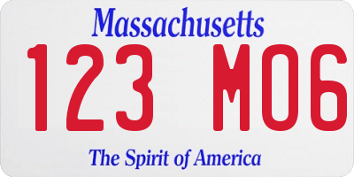 MA license plate 123MO6