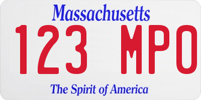 MA license plate 123MP0