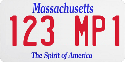 MA license plate 123MP1