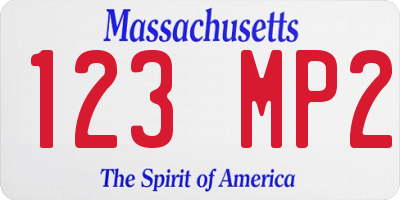 MA license plate 123MP2