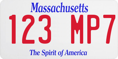 MA license plate 123MP7