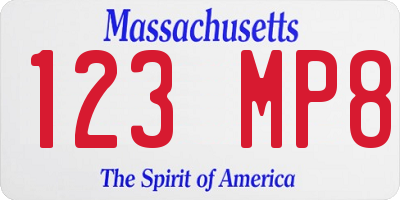 MA license plate 123MP8