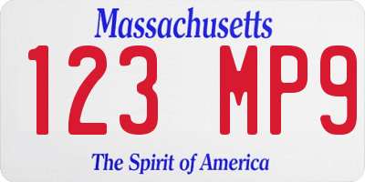 MA license plate 123MP9