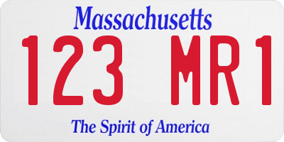 MA license plate 123MR1