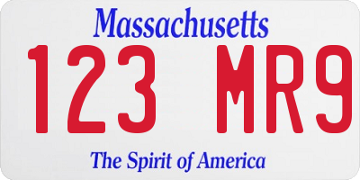 MA license plate 123MR9