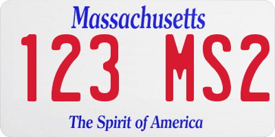 MA license plate 123MS2