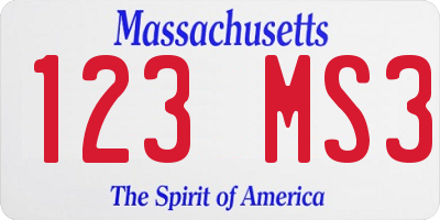MA license plate 123MS3