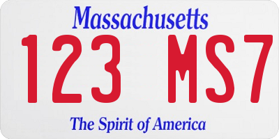 MA license plate 123MS7