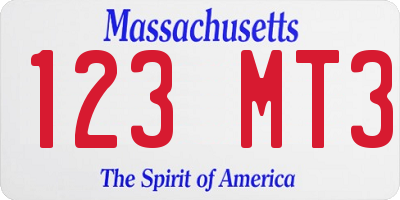 MA license plate 123MT3