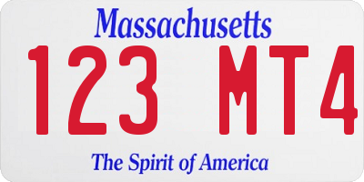 MA license plate 123MT4