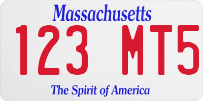 MA license plate 123MT5