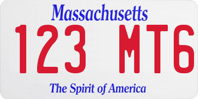 MA license plate 123MT6