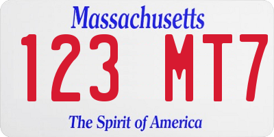 MA license plate 123MT7