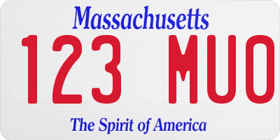 MA license plate 123MU0