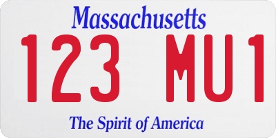 MA license plate 123MU1