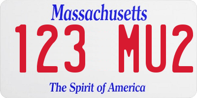 MA license plate 123MU2